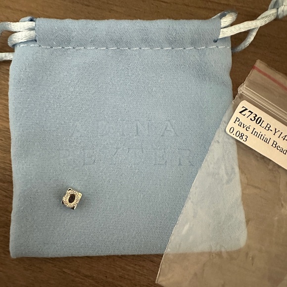 Adina Reyter Mini Bead 14 K Gold Diamond Initial O 0 - Picture 3 of 8